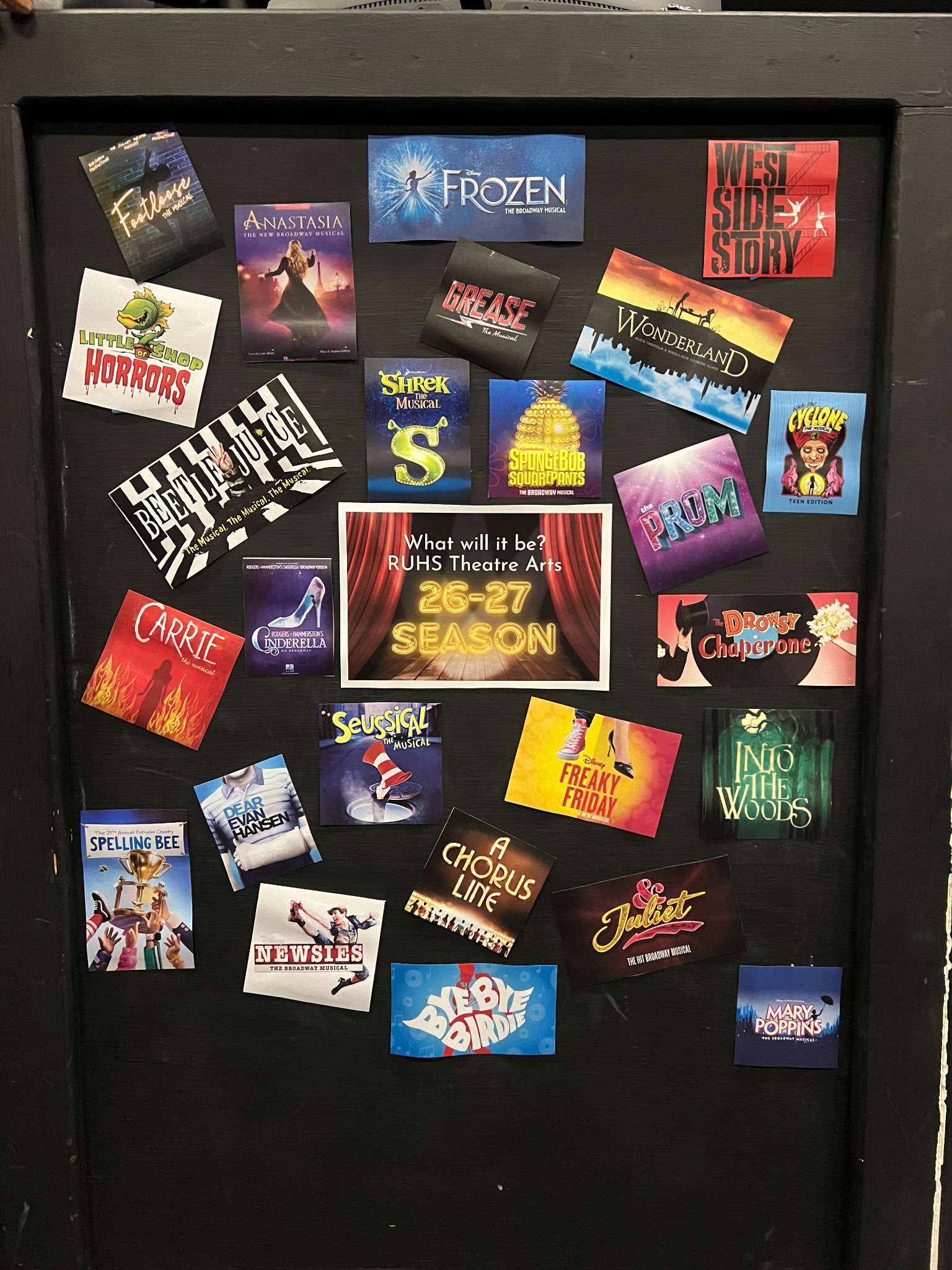 RUHS Theatre Arts 26-27 season clue board